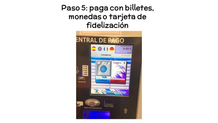 paso 5 pago con monedas, billetes o tareta de fidelización