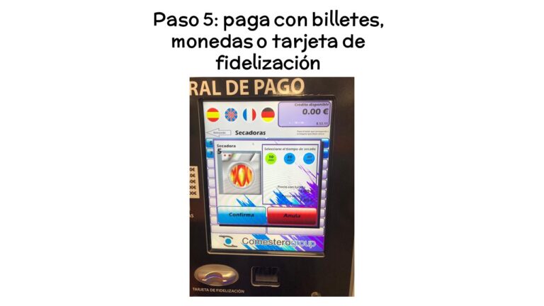 paso 5 pago con billetes, monedas o tajeta de fidelización